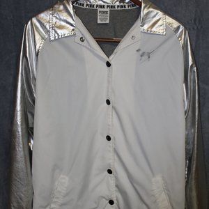 Victorias secret pink  windbreaker white/silver